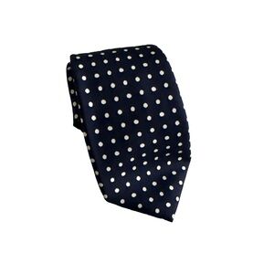 Tommy Hilfiger 100% Silk Classic Navy White Polka Dot Classic Men’s Designer Tie